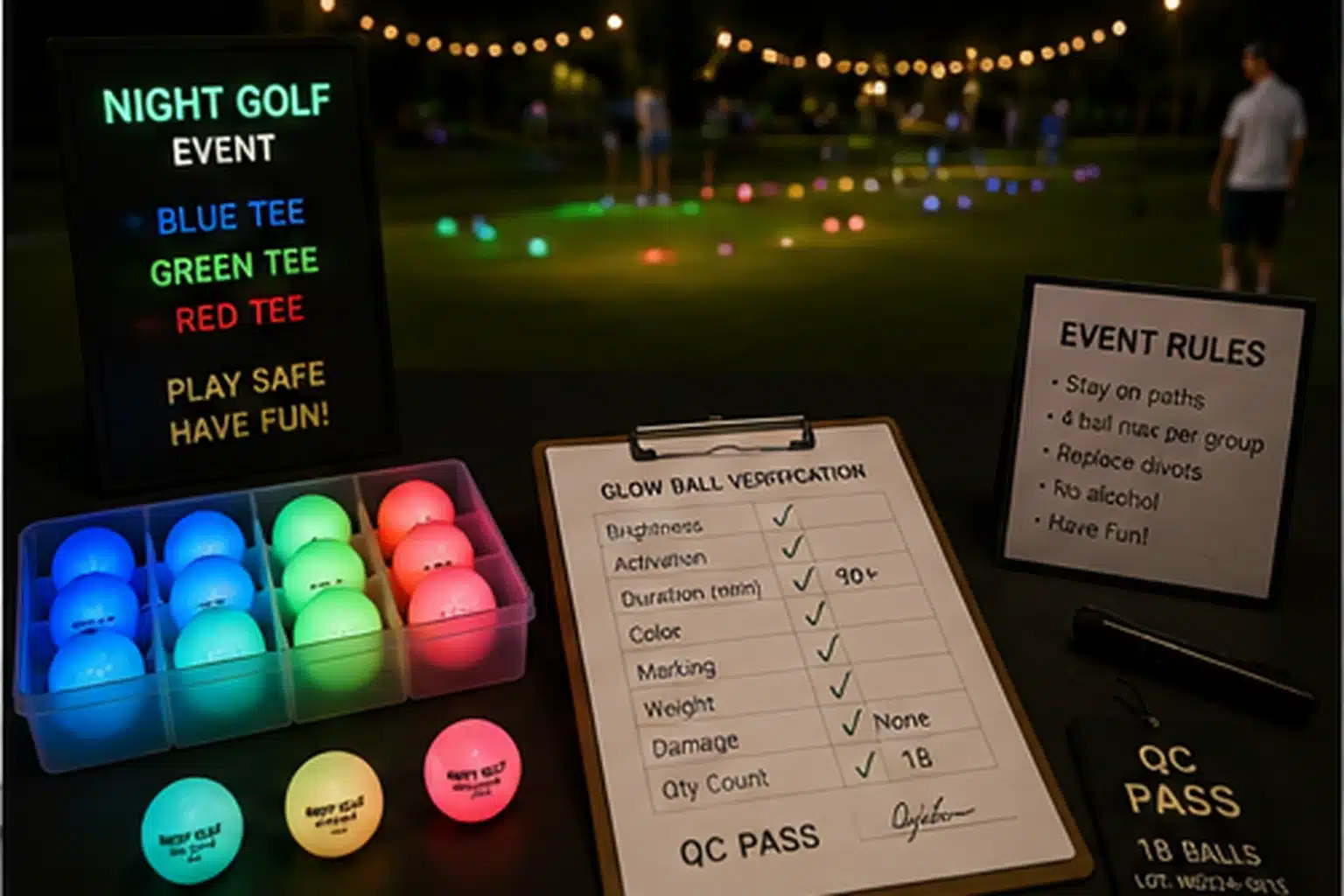 Glow Golf Balls For Events glow golf balls at night event for bulk golf tournament orders