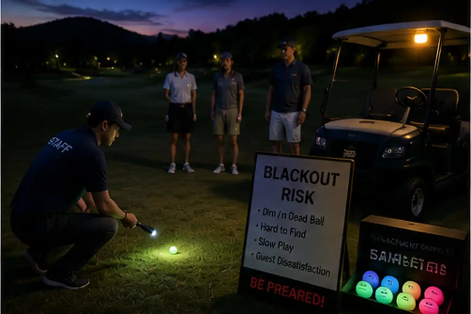 Glow Golf Balls Events glow golf balls on night course for events and golf tournament safety