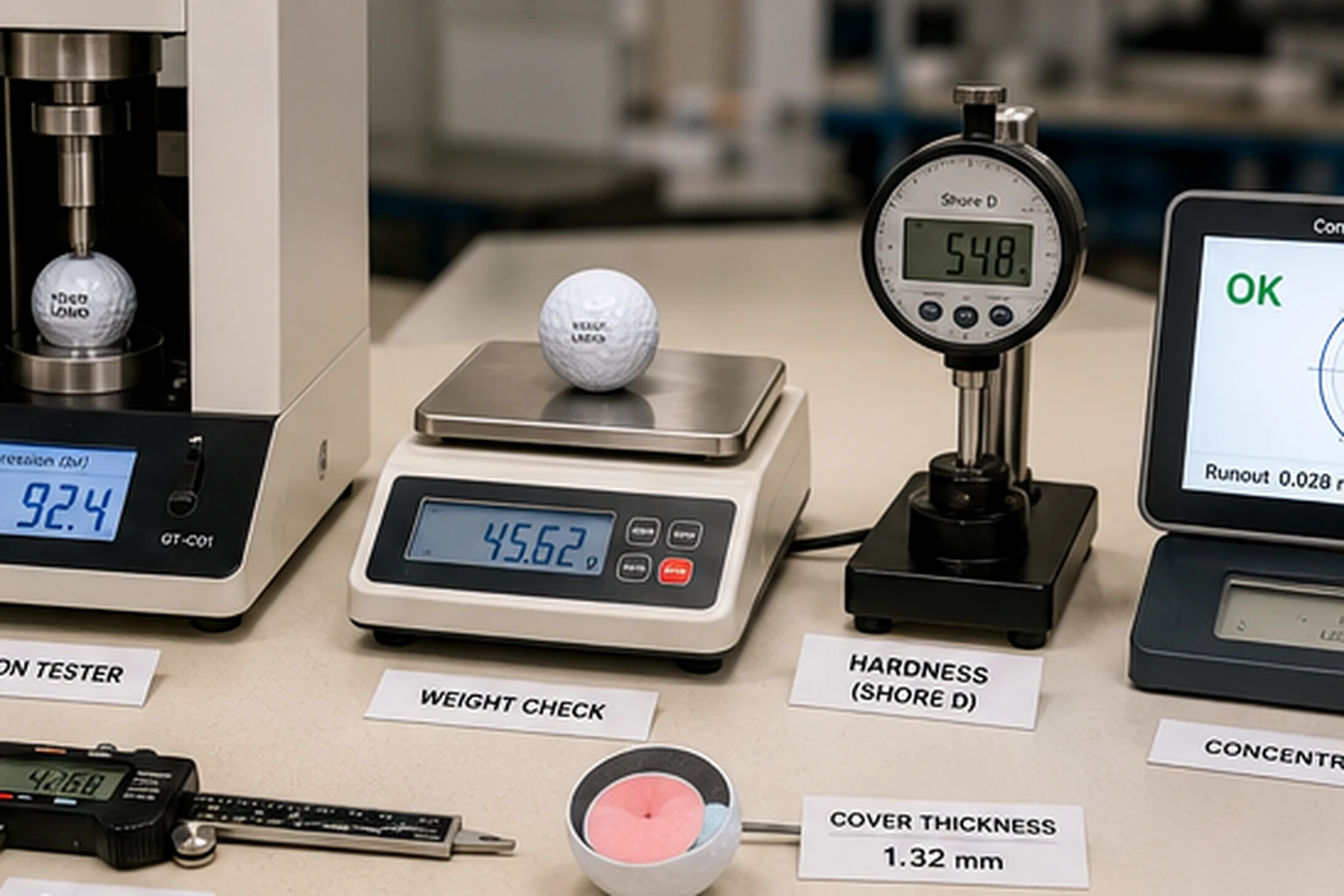 OEM Golf Balls Quality Control OEM golf balls lab testing equipment for factory quality control measurements