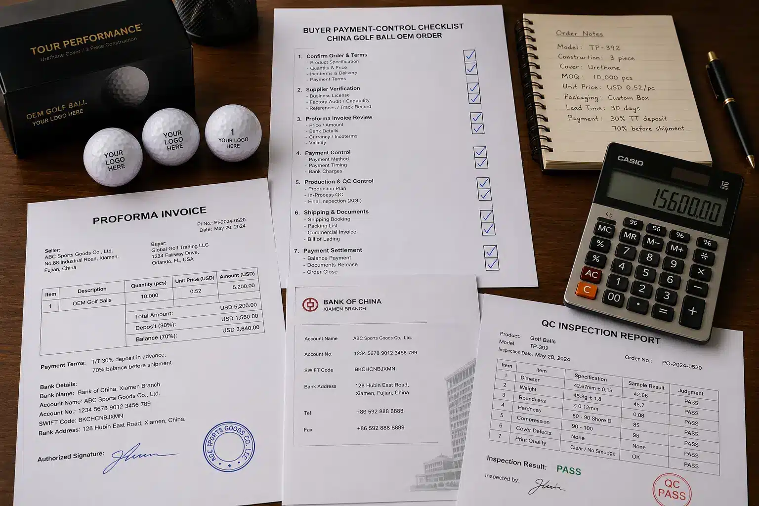 OEM Golf Balls Payment OEM golf balls with payment checklist and quality control report for wholesale order