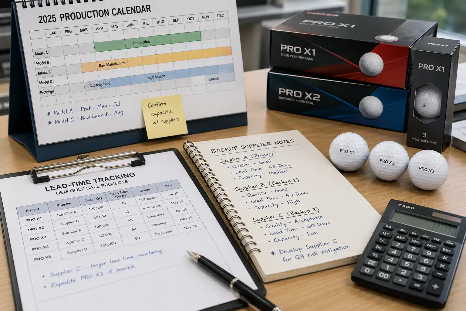 OEM Golf Balls Planning OEM golf balls with production calendar for wholesale lead time planning