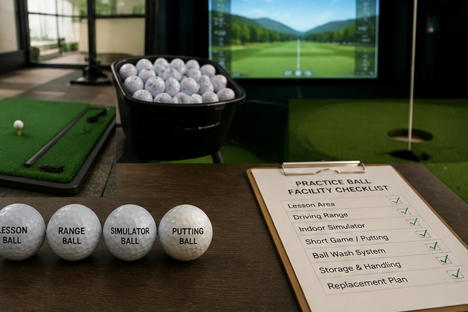 Practice Golf Balls Training practice golf balls in simulator facility checklist for golf training B2B buyers