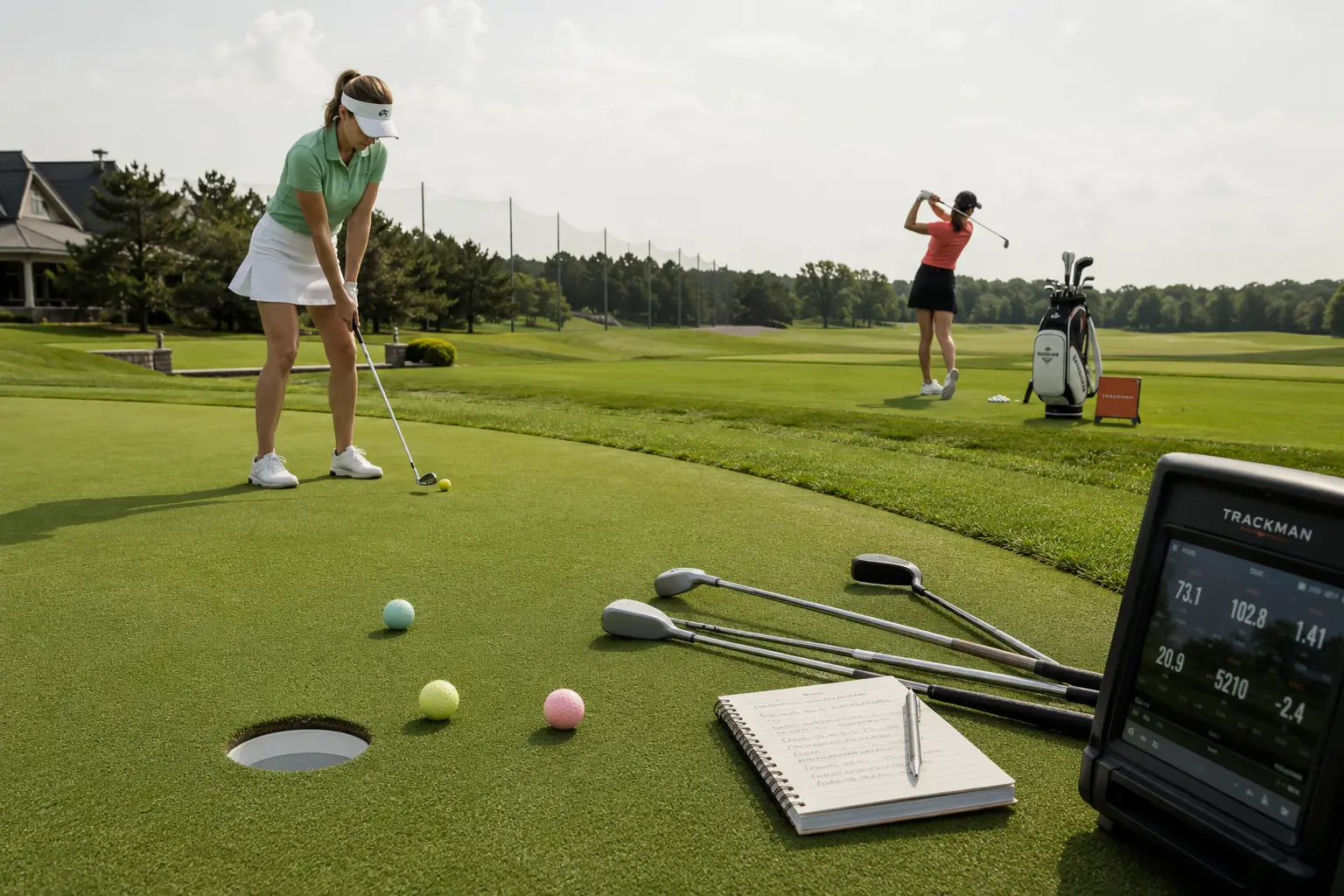 Practice Golf Balls Training colored practice golf balls on putting green for golf training and B2B buyers