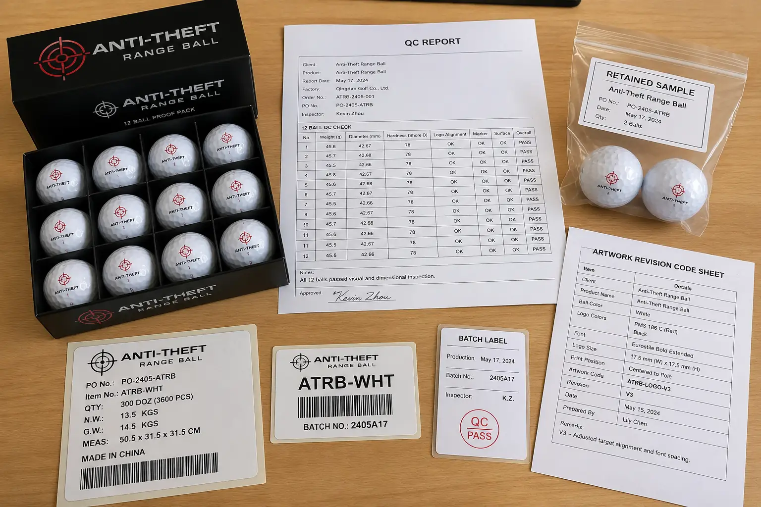 OEM Range Golf Balls printed anti-theft range golf balls with QC report for OEM quality control