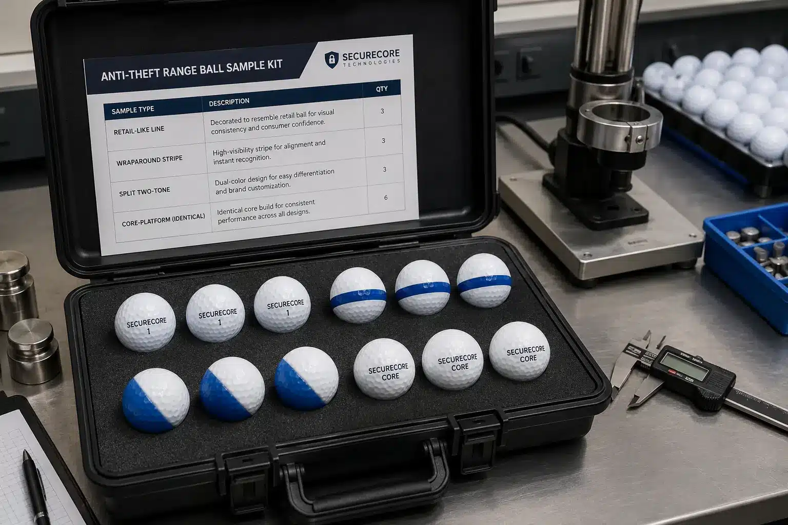 Custom Range Golf Balls custom range golf balls in anti-theft sample kit for OEM quality control