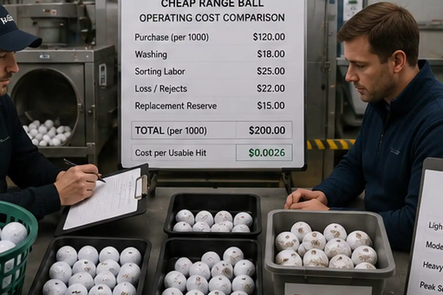 Bulk Range Golf Balls range golf balls with operating cost comparison for bulk wholesale buyers