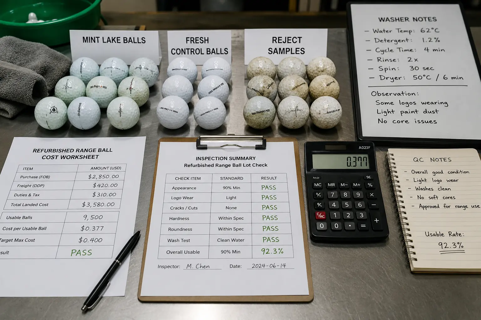 Bulk Range Golf Balls refurbished range golf balls with inspection summary for bulk quality control