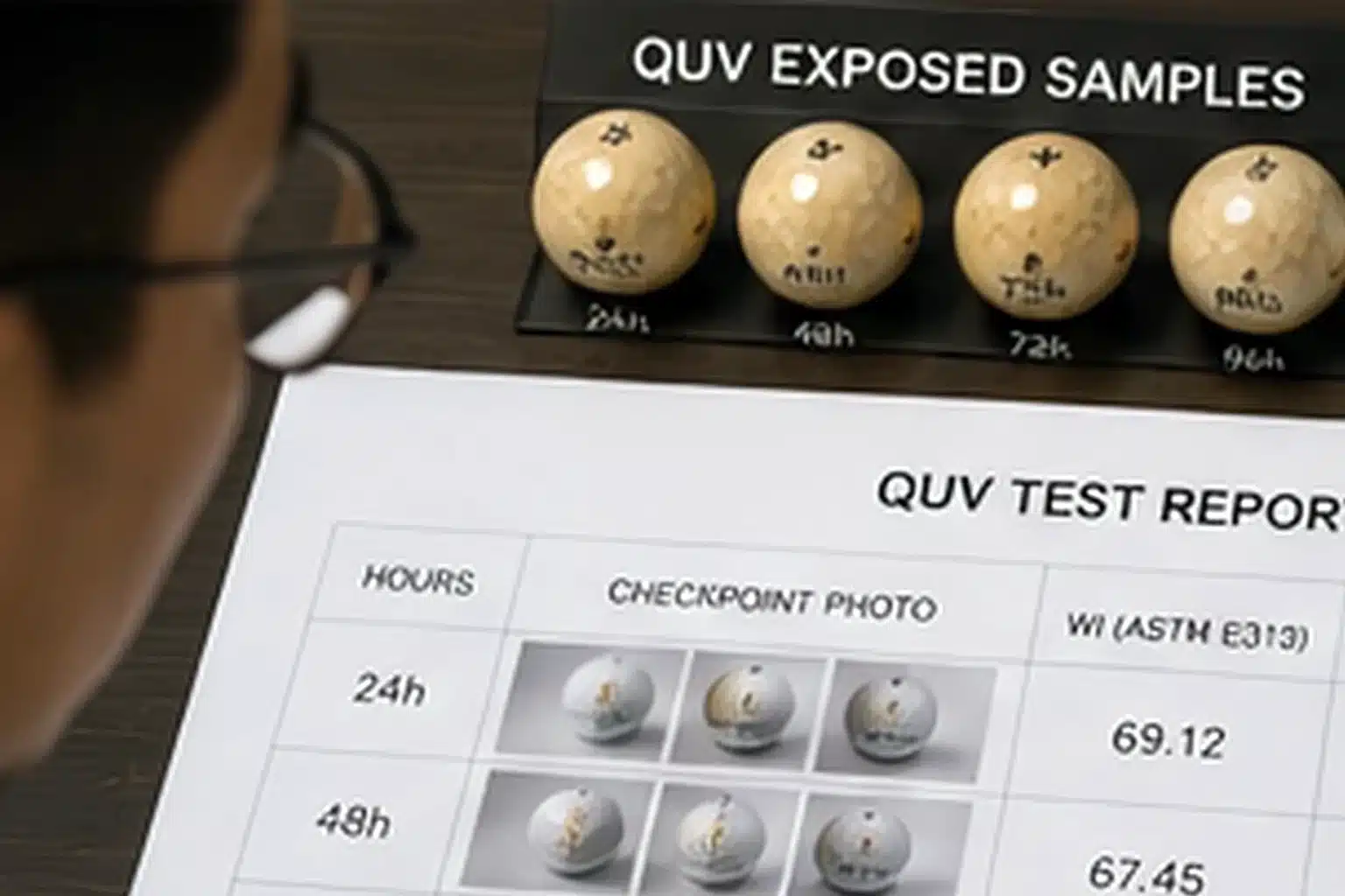Range Golf Balls Quality Control range golf balls in QUV exposure test for golf training quality control