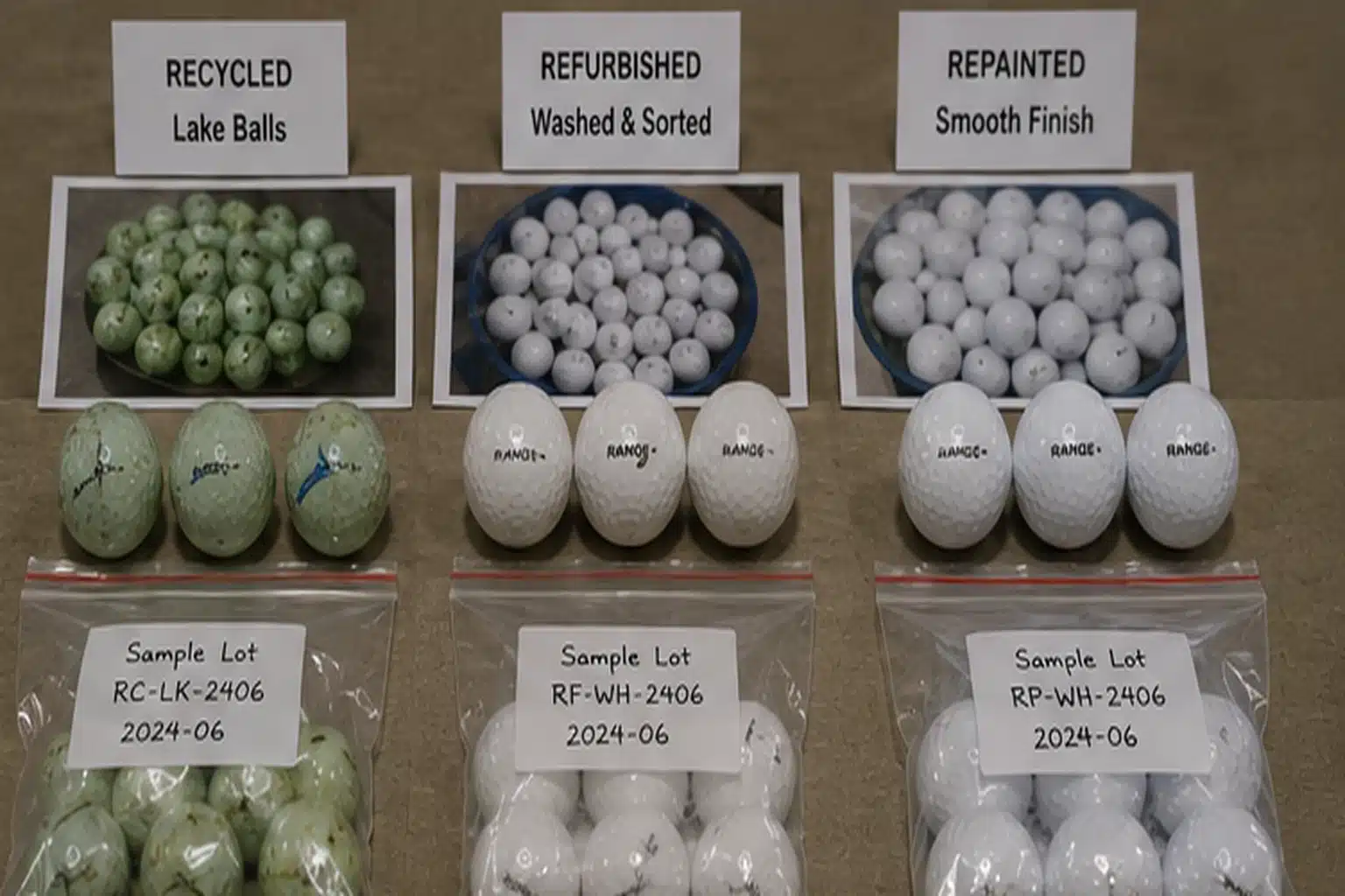 Bulk Range Golf Balls recycled range golf balls with sample lots for bulk quality control