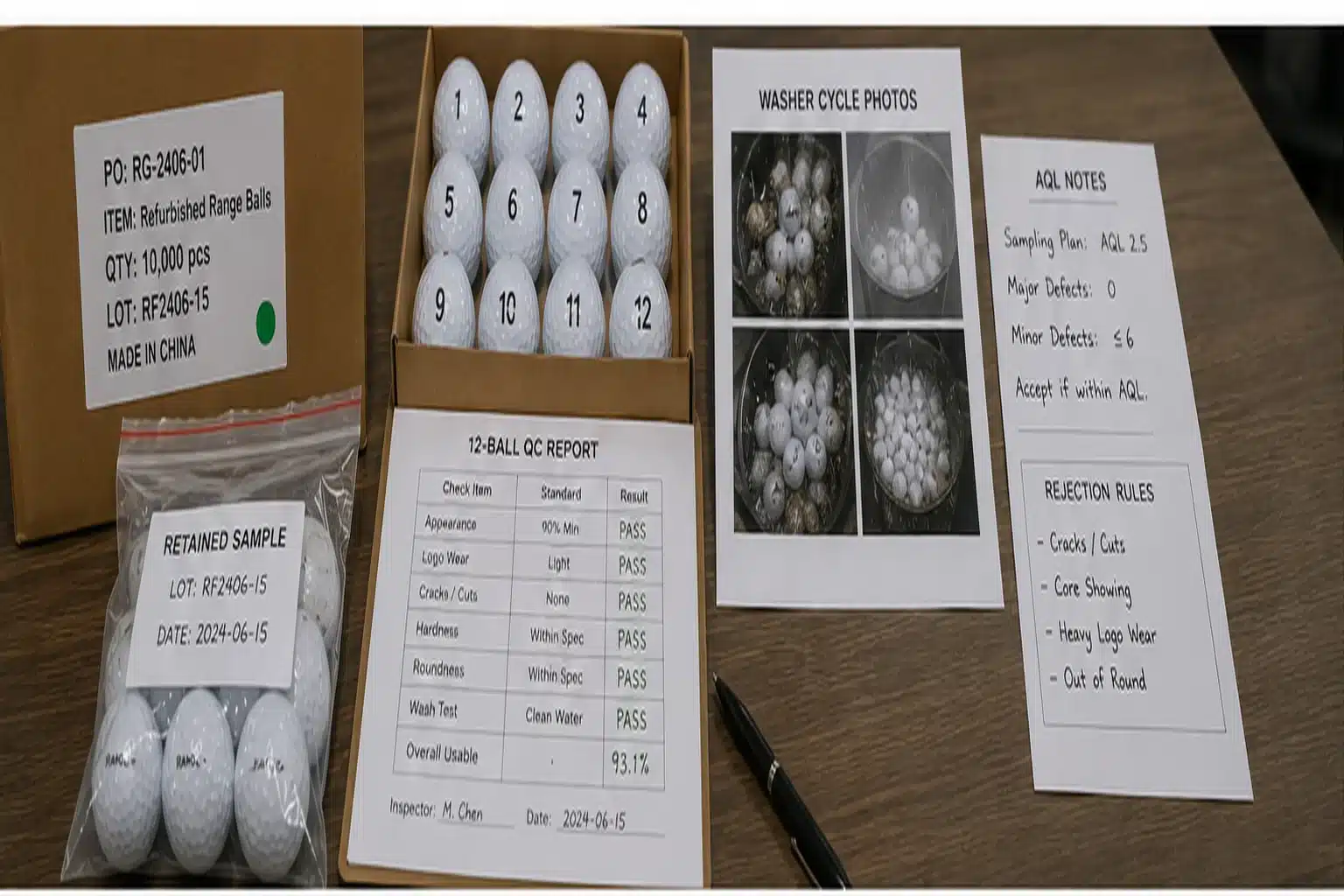 Bulk Range Golf Balls refurbished range golf balls with QC report for bulk quality control