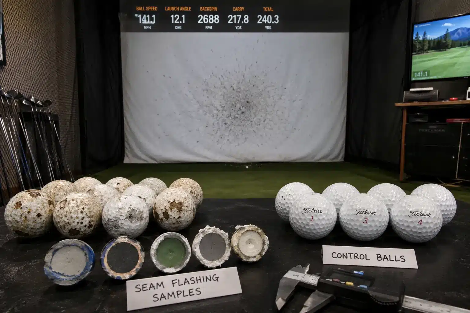 Range Golf Balls Quality Control range golf balls with seam flashing samples for golf training quality control