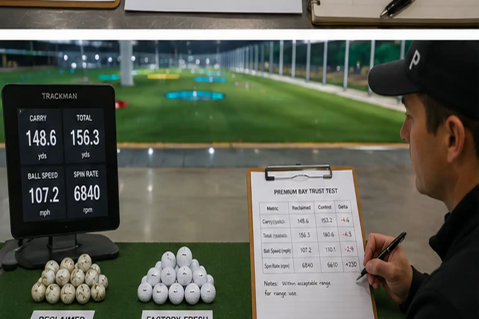 Range Golf Balls Quality Control range golf balls in TrackMan test for golf training quality control