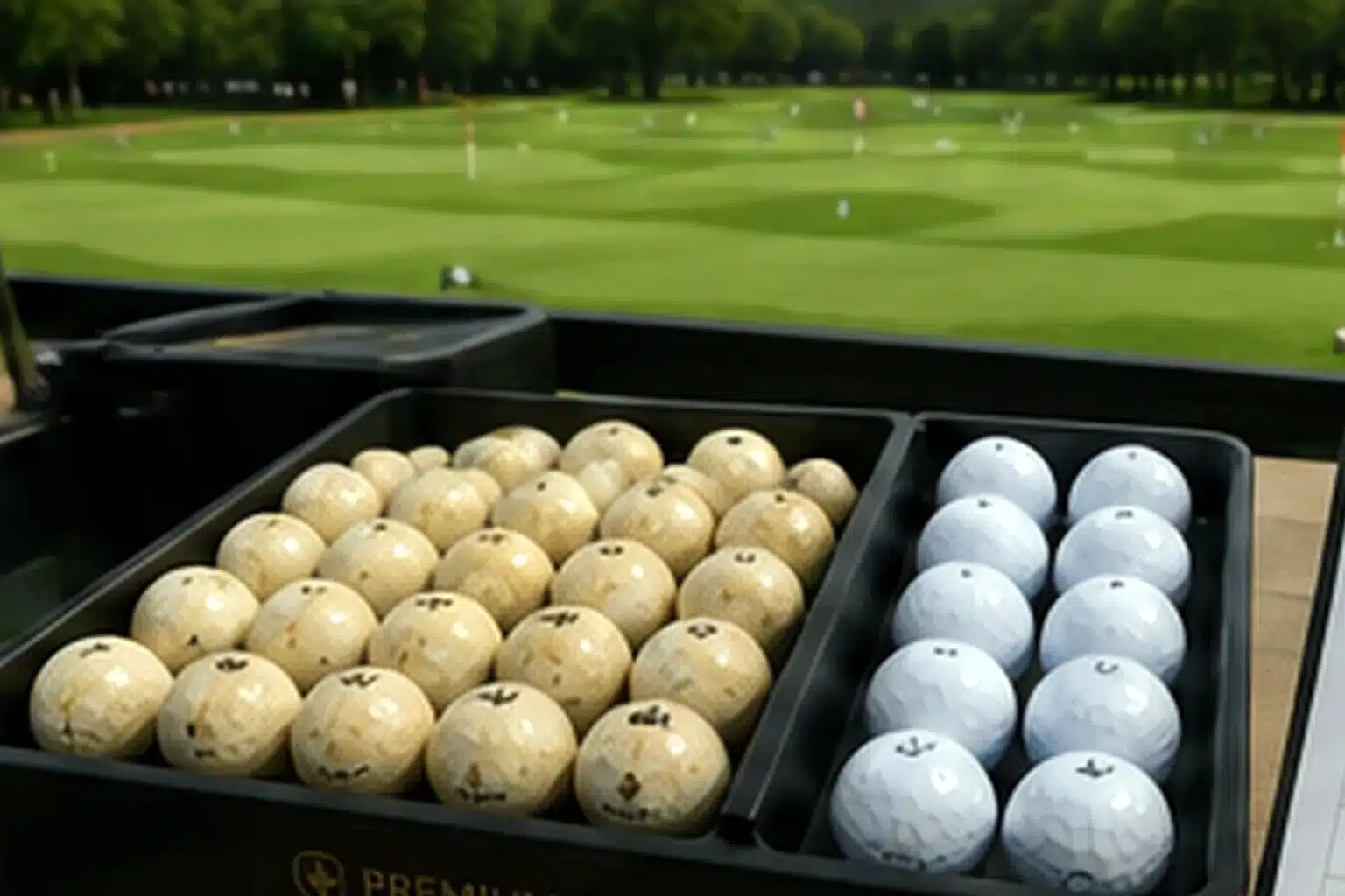 Range Golf Balls Quality Control range golf balls in yellowing comparison for golf training quality control