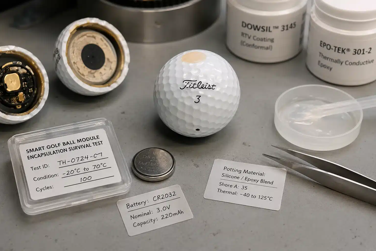 OEM Smart Golf Balls smart golf ball module encapsulation test for OEM quality control
