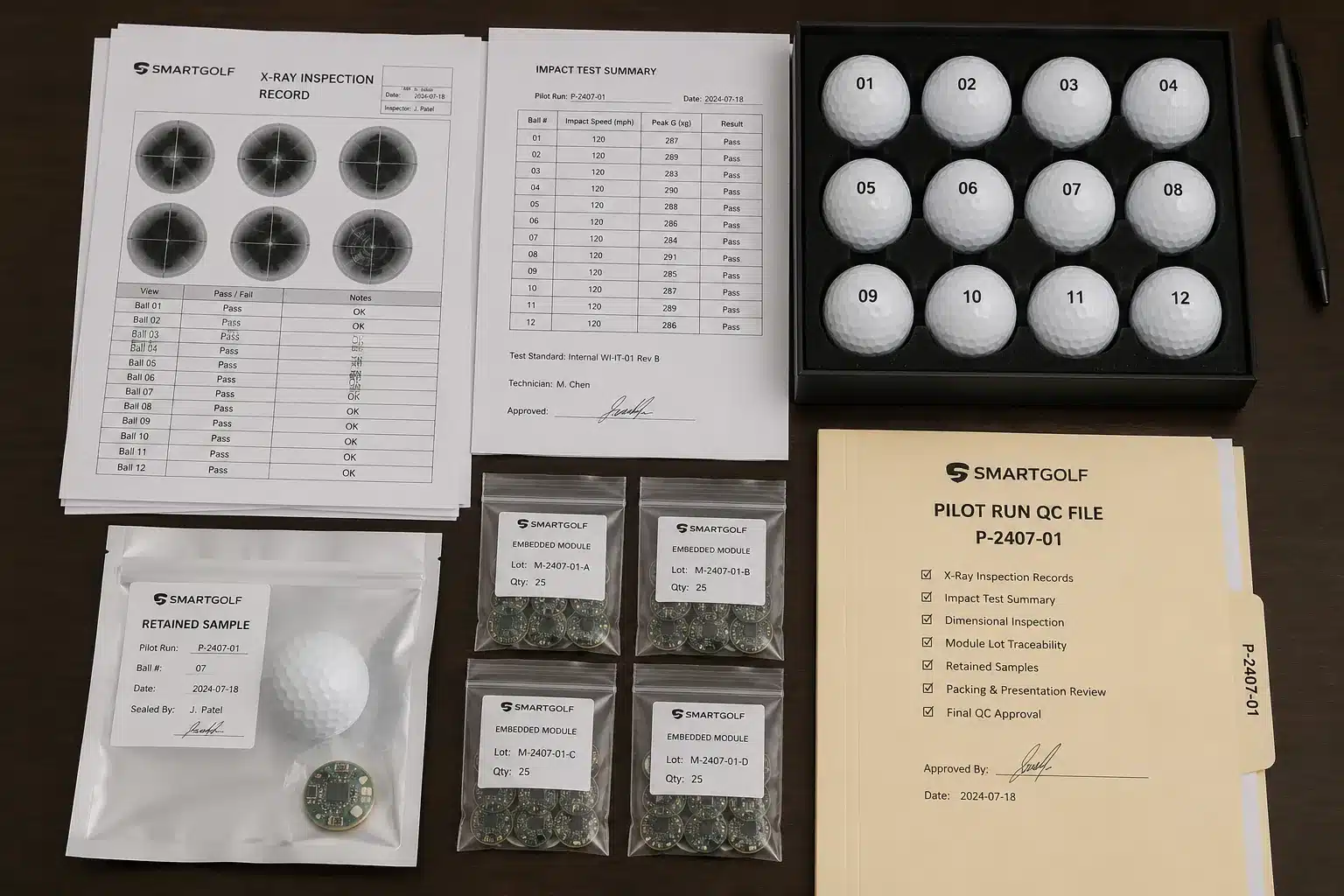 OEM Smart Golf Balls smart golf balls in pilot run QC file for OEM quality control