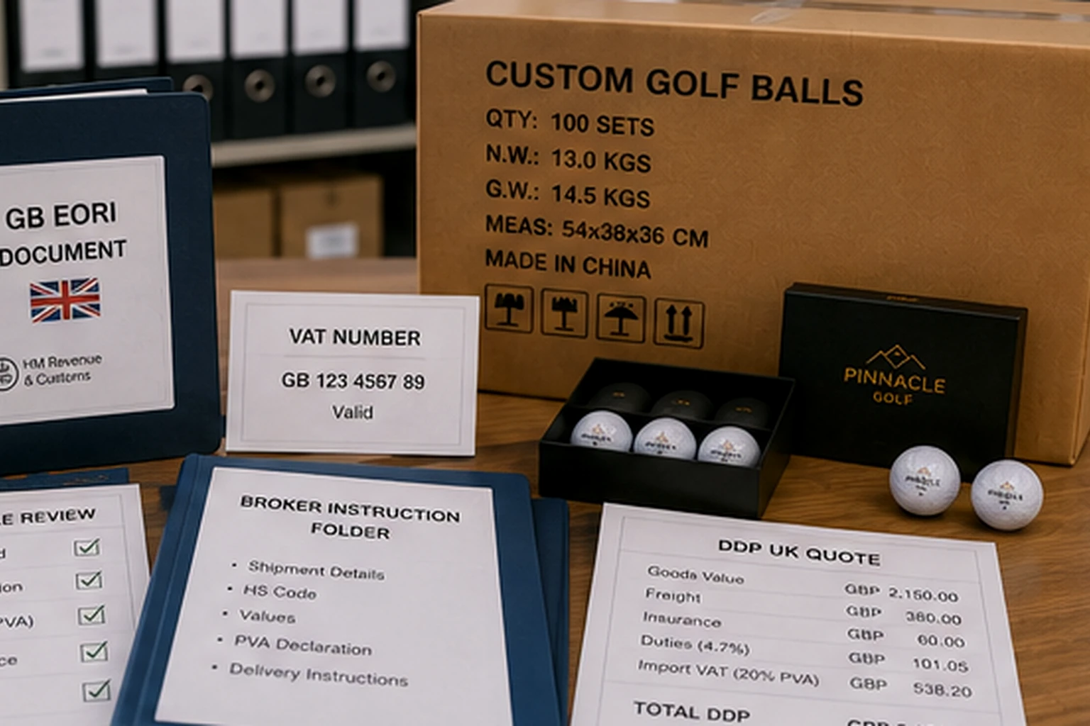 custom golf balls export custom export golf balls with UK EORI documents and made in China carton