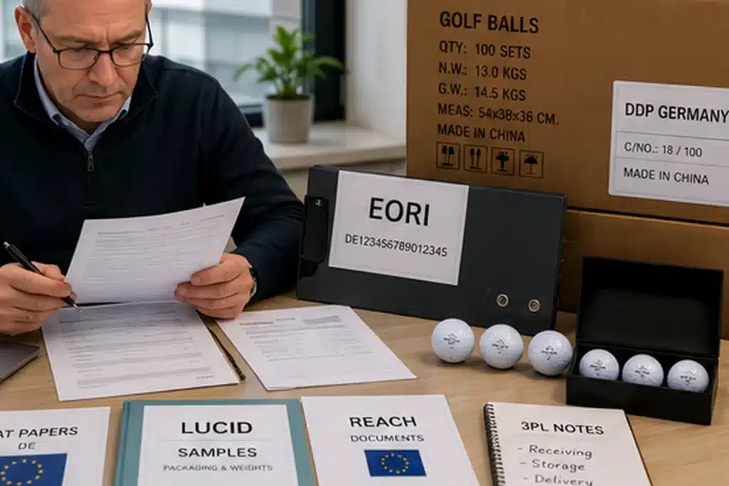 export golf ball gift sets with EORI documents and made in China cartons