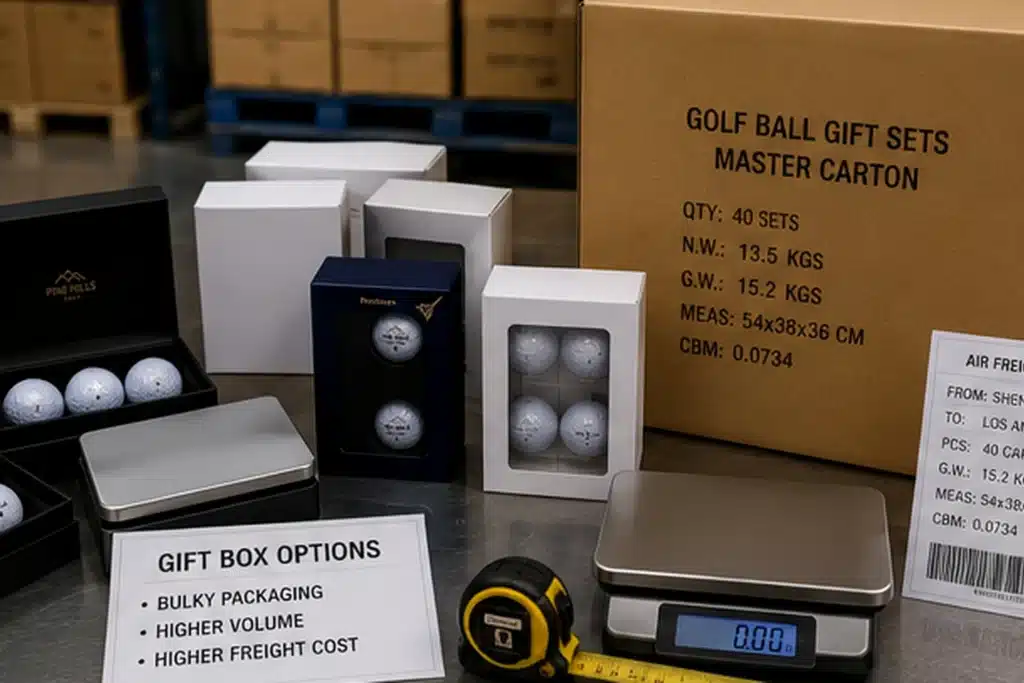 export golf ball gift sets in master carton with golf packaging options