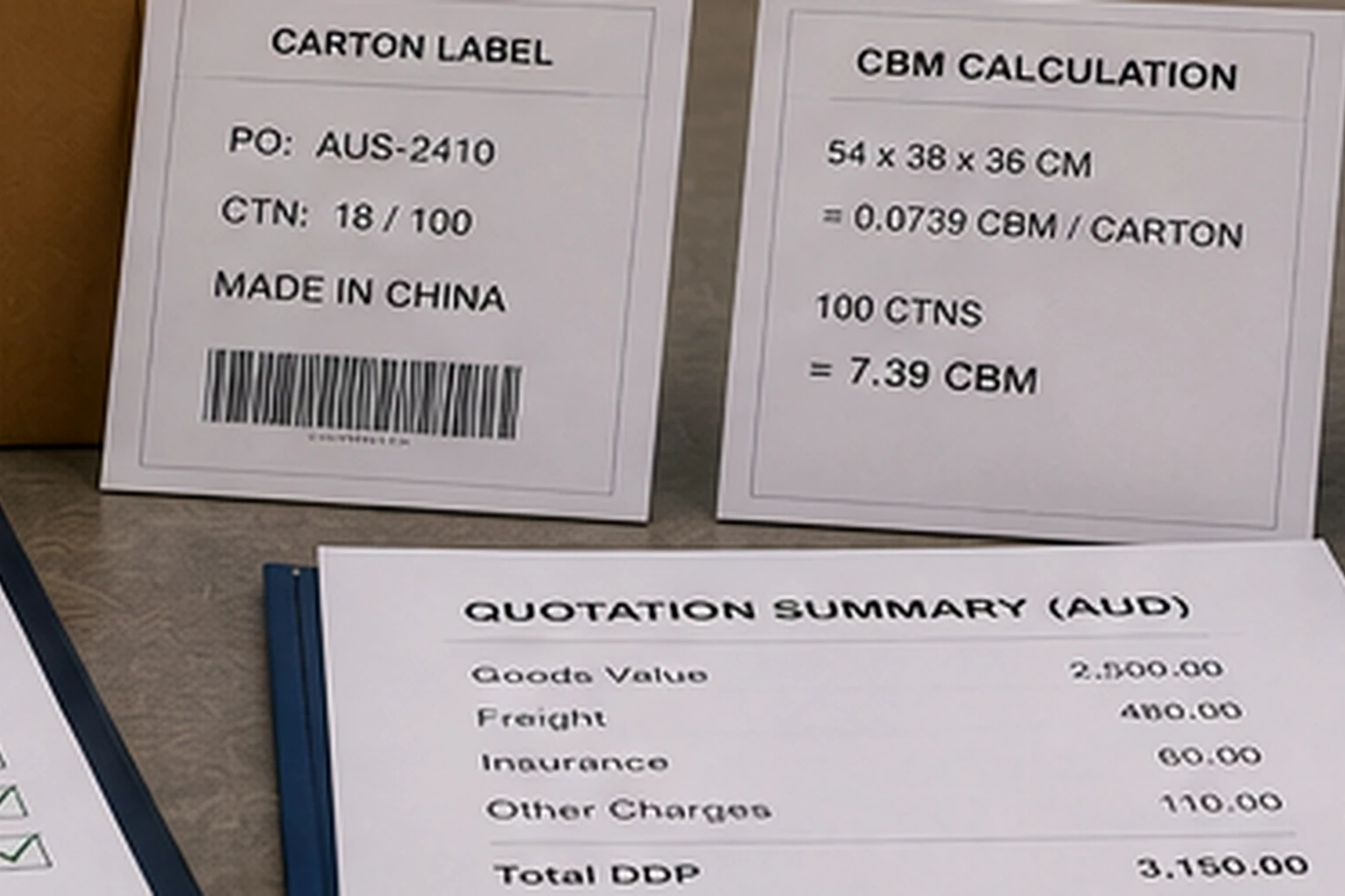 export golf balls label export golf balls with carton label and CBM calculation on made in China documents