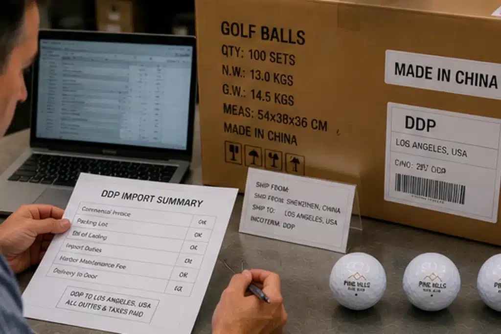 export golf balls with DDP documents and made in China carton