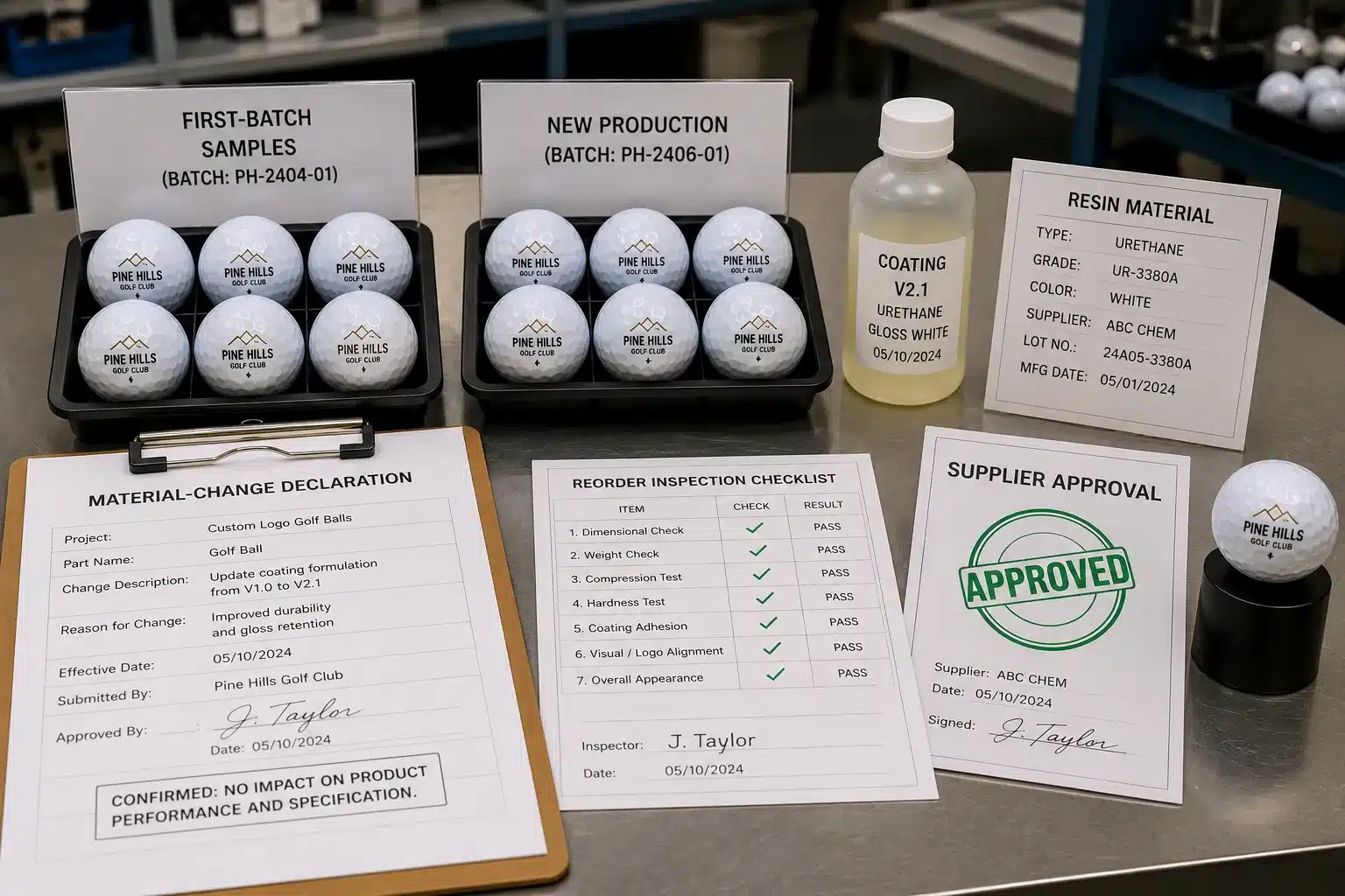 OEM custom golf balls OEM custom golf balls in material change quality control with production samples