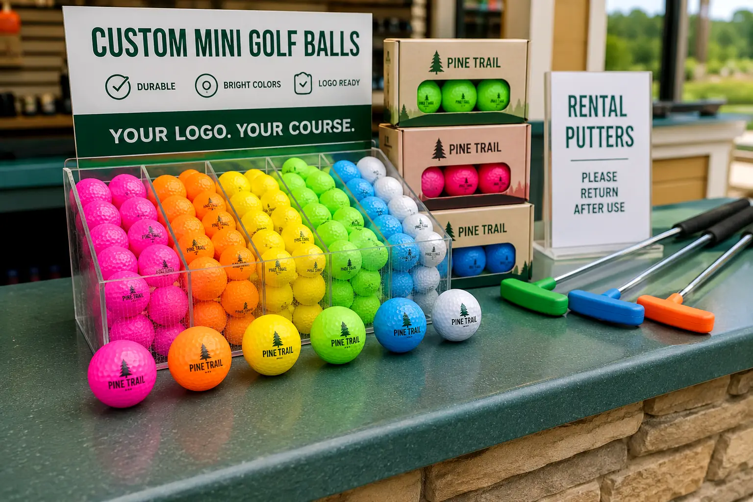 printed mini golf balls custom printed mini golf balls in wholesale rental counter display