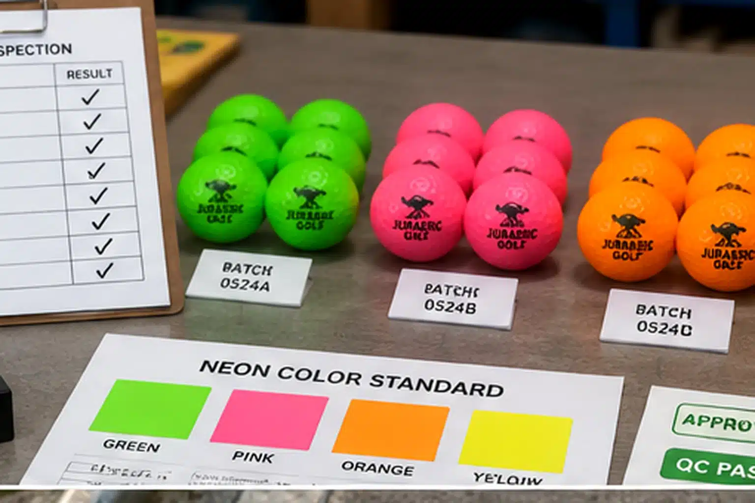 custom mini golf balls OEM custom mini golf balls under quality control with neon batch samples