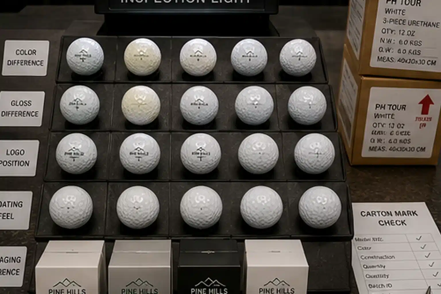 quality control golf balls printed golf balls under quality control inspection light with OEM packaging checks