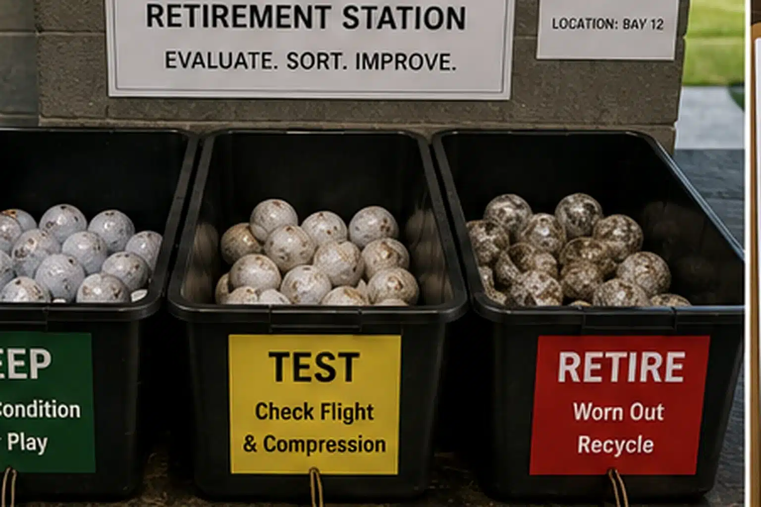 quality control range golf balls bulk range golf balls at quality control retirement station for sorting