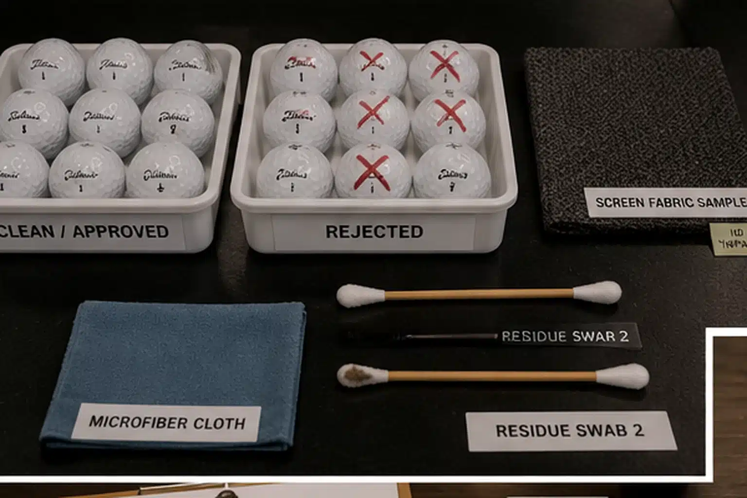 quality control golf balls bulk simulator golf balls under quality control residue testing with cleaning tools