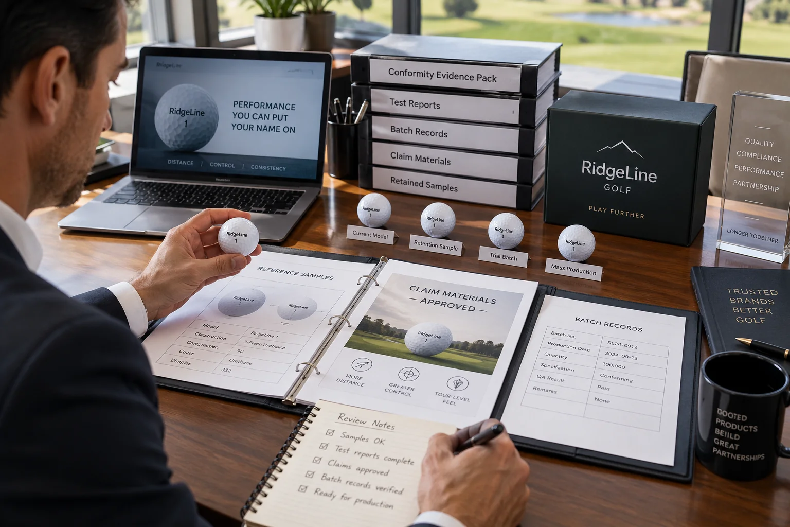 OEM Golf Balls Quality Control OEM branded golf balls reviewed with retained samples and batch records for quality control
