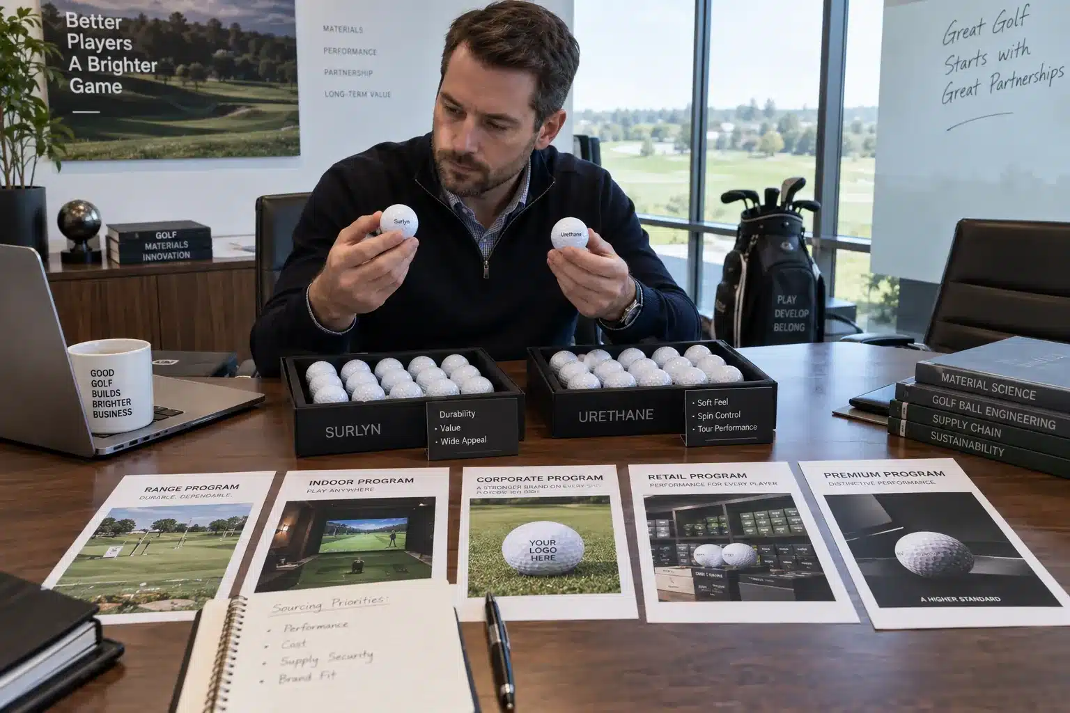 OEM Golf Balls Comparison OEM golf balls compared by Surlyn and urethane covers for custom B2B programs