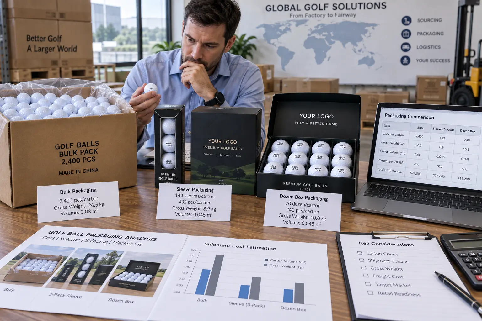 OEM Golf Ball Packaging OEM golf balls compared in bulk and retail packaging for export sourcing