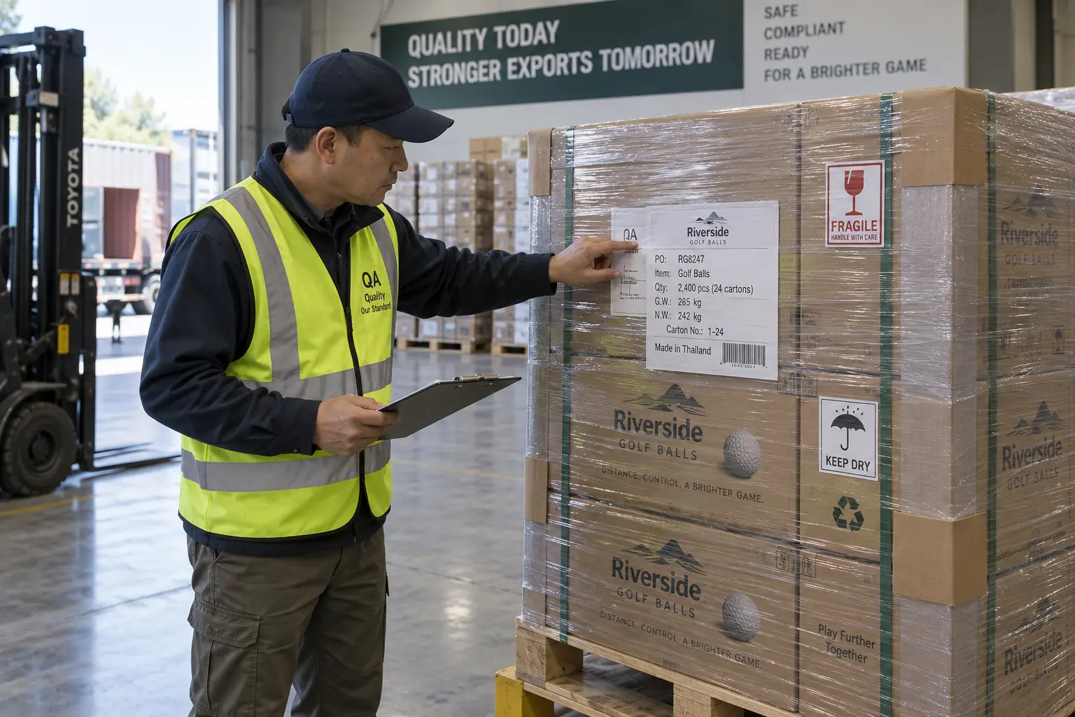 Golf Balls Export Quality bulk golf balls inspected for quality control before export shipment at warehouse
