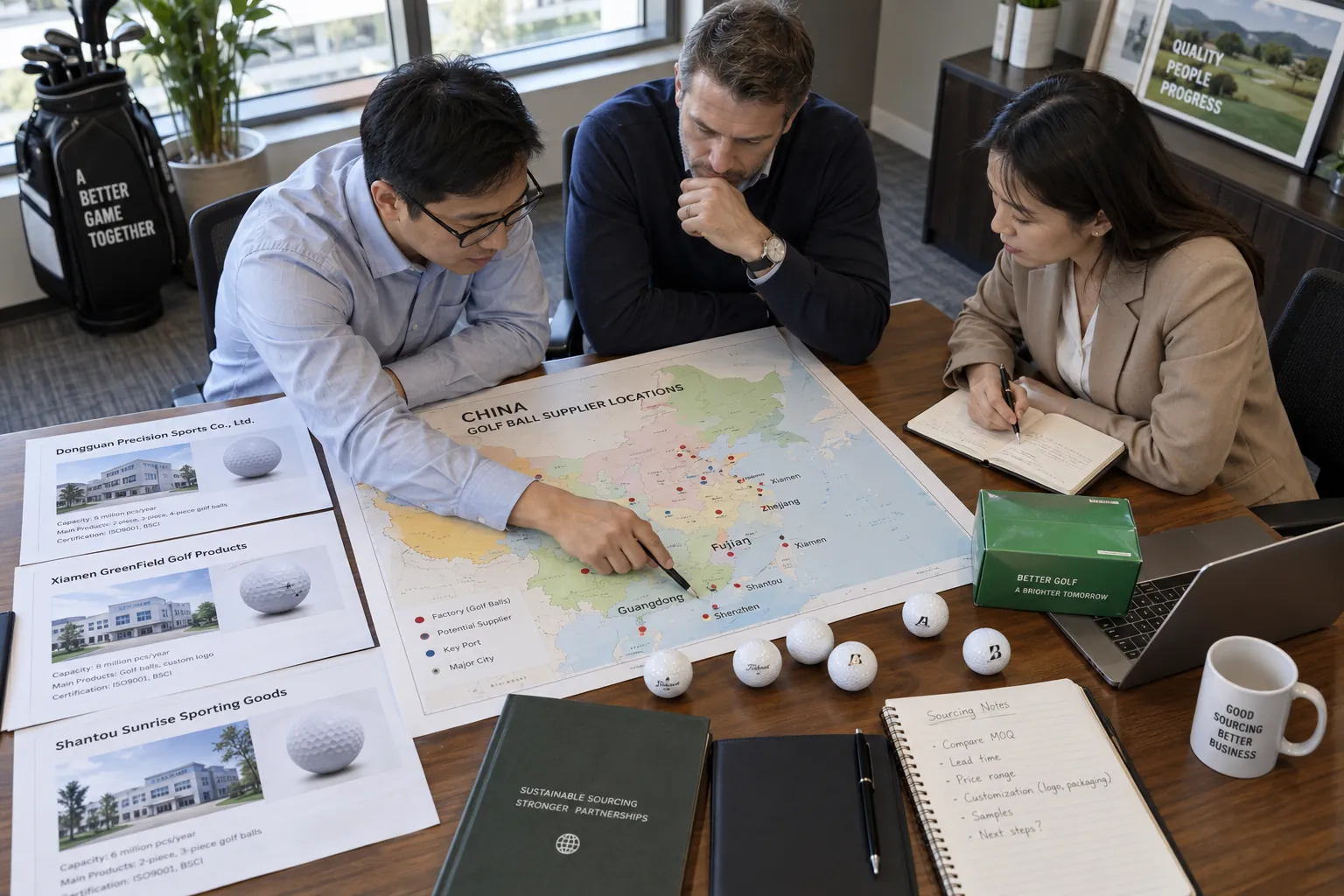 OEM Golf Balls Manufacturer OEM golf balls sourcing meeting with China manufacturer and wholesale supplier map