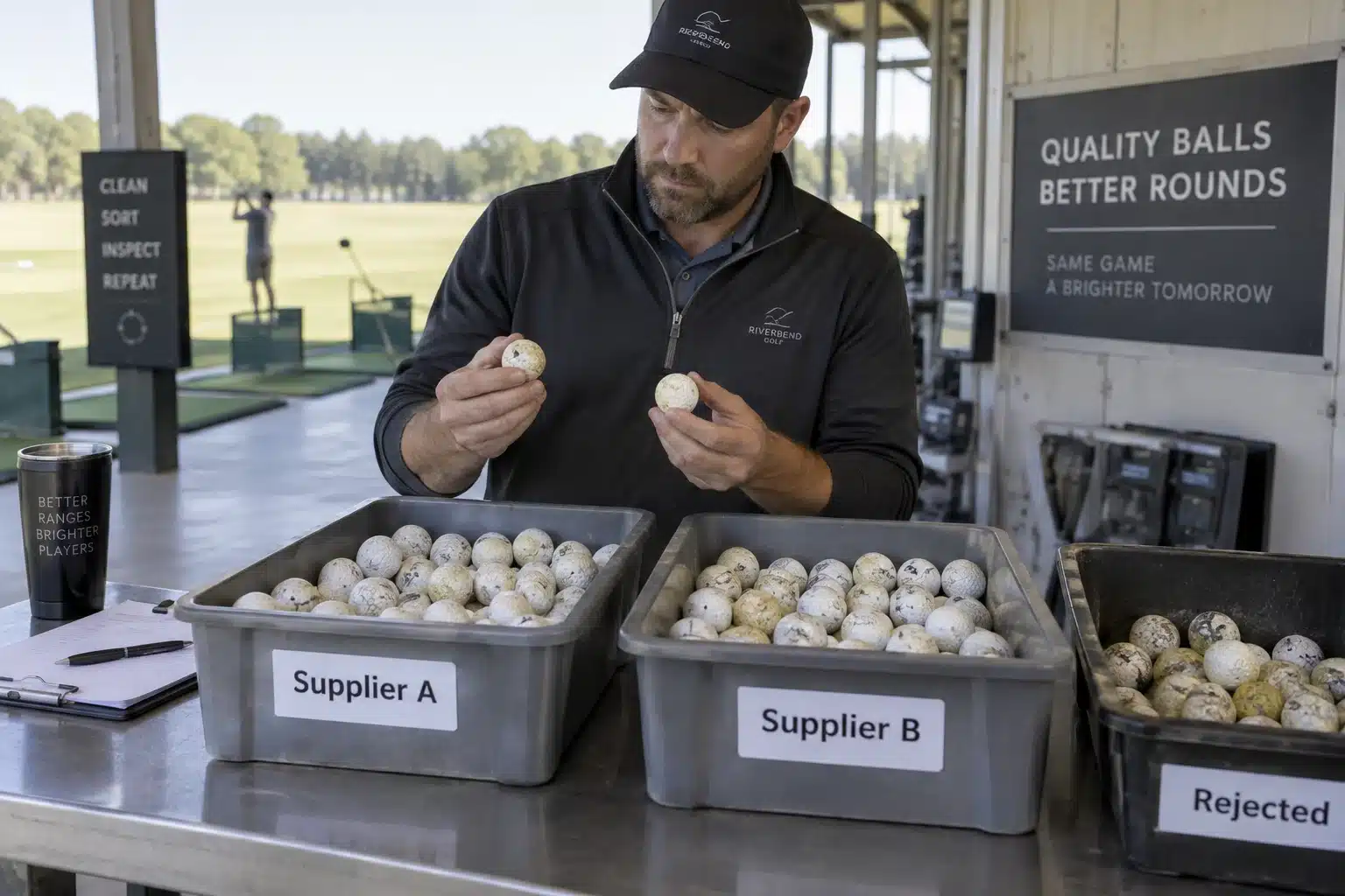 Bulk Golf Balls Quality Control bulk golf balls compared by suppliers during quality control for golf training