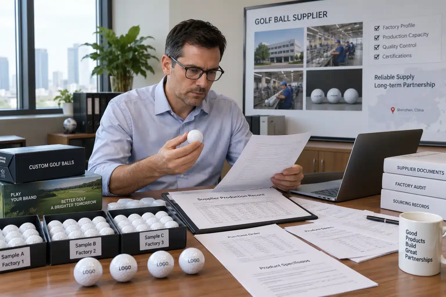 Custom Golf Balls OEM Sourcing custom golf balls compared across OEM factory samples during supplier sourcing review