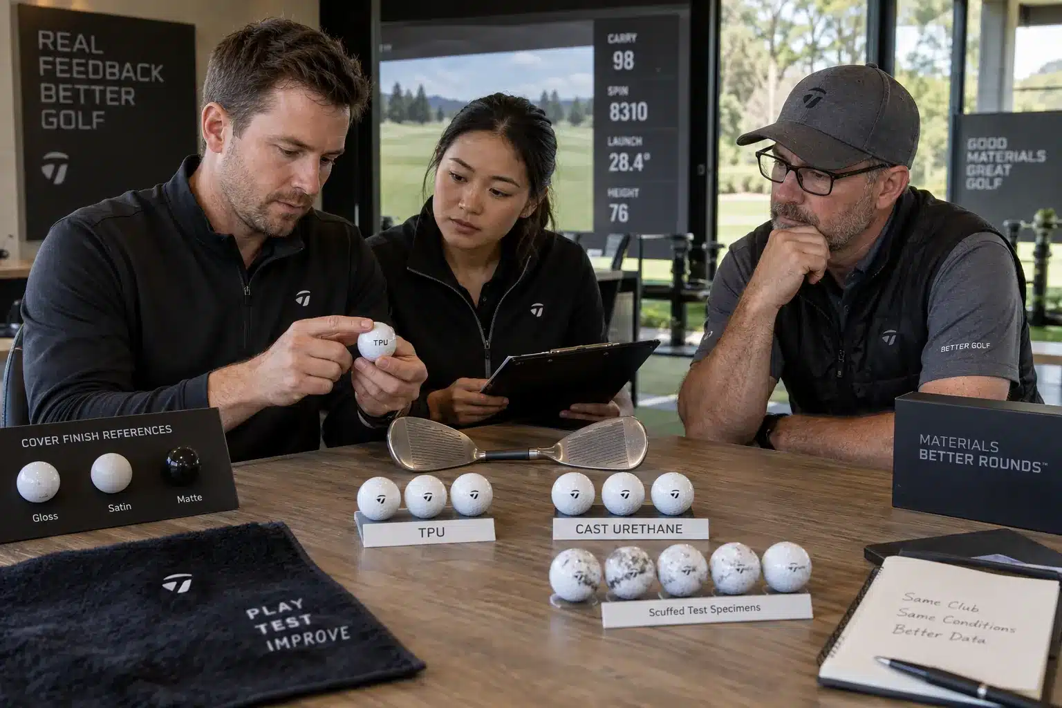 OEM Golf Balls Testing OEM golf balls compared by TPU and cast urethane during quality control testing
