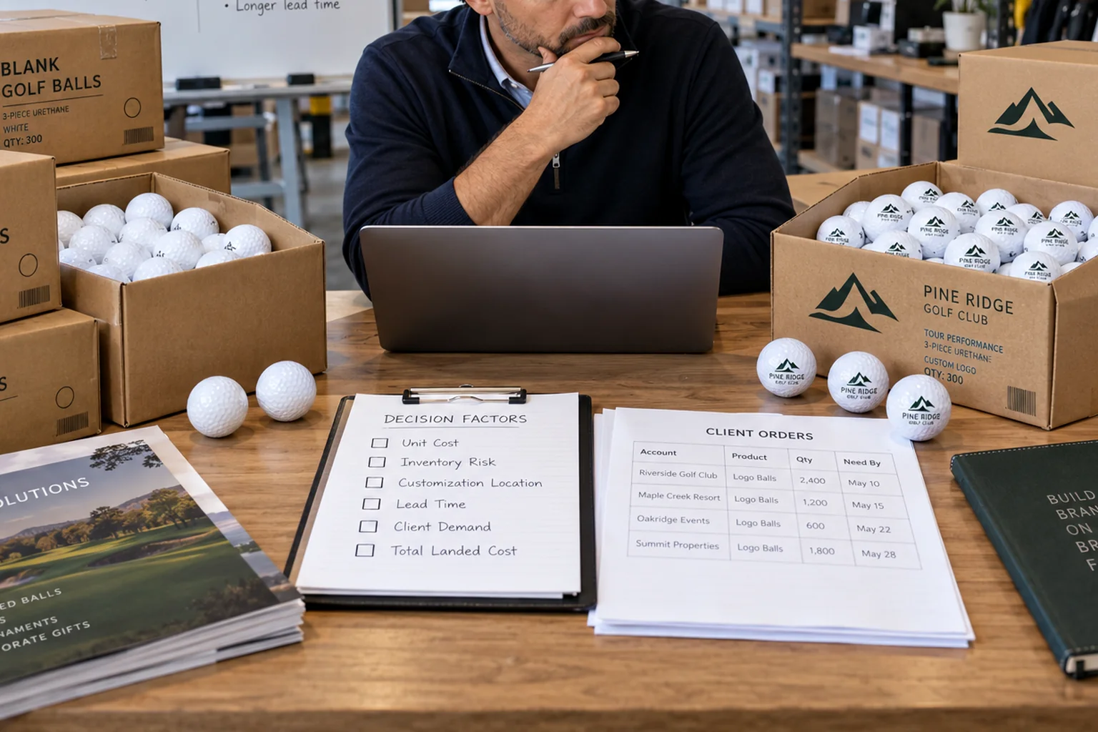 Custom Golf Balls OEM Wholesale Custom golf balls compared as blank and printed options for OEM wholesale client orders