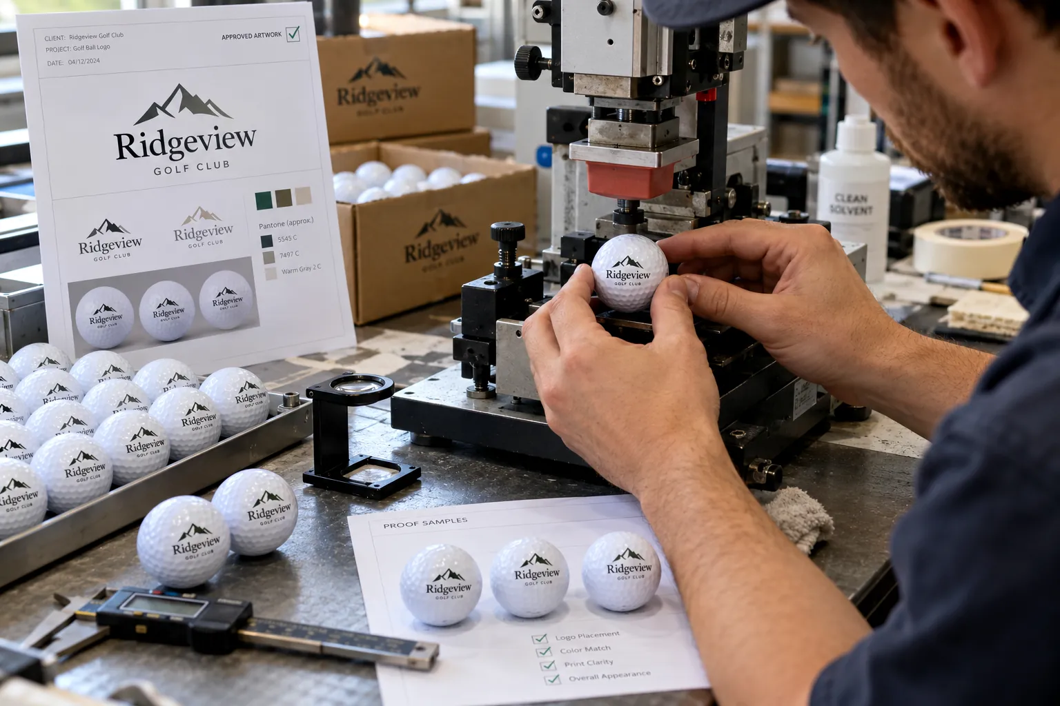 Custom Golf Balls OEM QC Custom printed golf balls checked at factory for OEM logo quality control