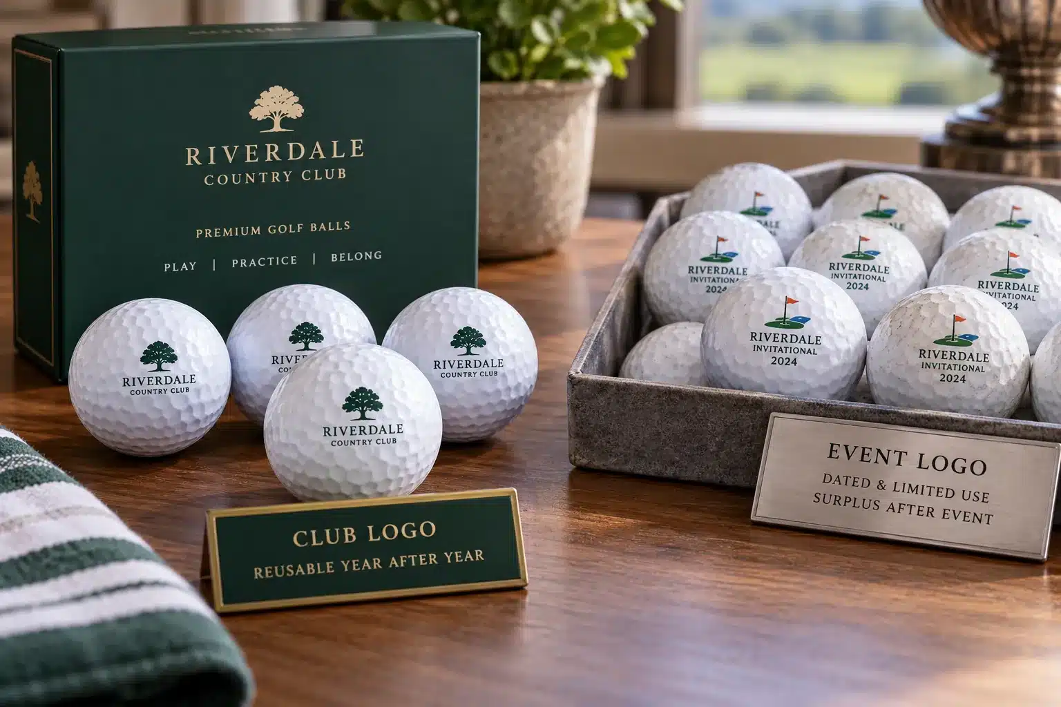 Custom Golf Balls Tournament Custom branded golf balls allocated for players, sponsors, and VIP guests at golf tournament